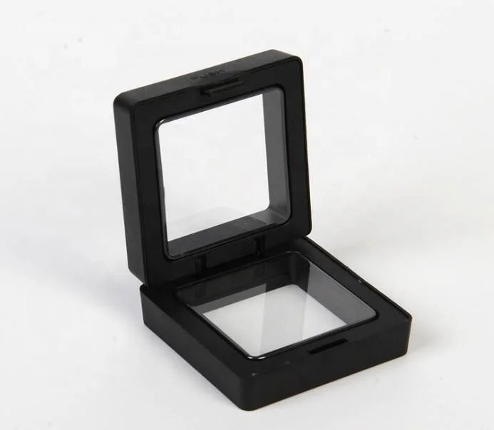 Wholesale Various Size Plastic 3D Floating Frame Modern Style Hanging Promotional Display Holder Box White/Black Silk Screen