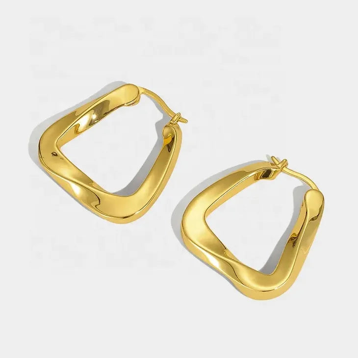 European and American Simple and Wild Retro Irregular Geometric Distortion Design Metal Earrings