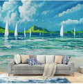Blue Wave Wallpaper 3D Pink Beach Mural WALLPAPERS