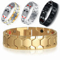 Double Row 4 element Pain Relief Mens Bio Health Stainless Steel Magnetic Bracelet