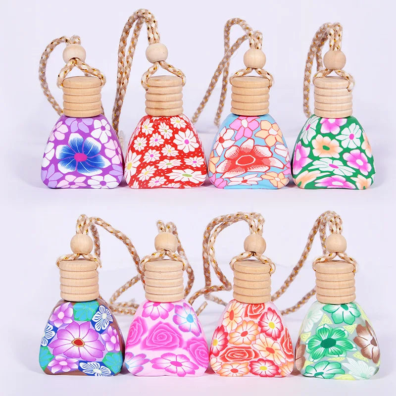 Empty 10-15ml Polymer Clay Car Hanging Perfume Bottle Air Freshener Car Diffuser Glass Bottles