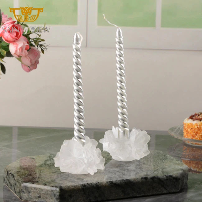 Custom Crystal Table Accessories Ramadan Decoration Giveaways Rose Flower Candle Holder for Wedding Gift