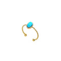 Trendy Party Wedding Chic Eternity Stainless Steel Gemstone Paved Turquoise Finger Ring Jewelry Open Cuff Rings