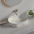 Factory Supply White Oval Marble Ceramic Sanitary Ware Wash Basins Lavabo Bathroom