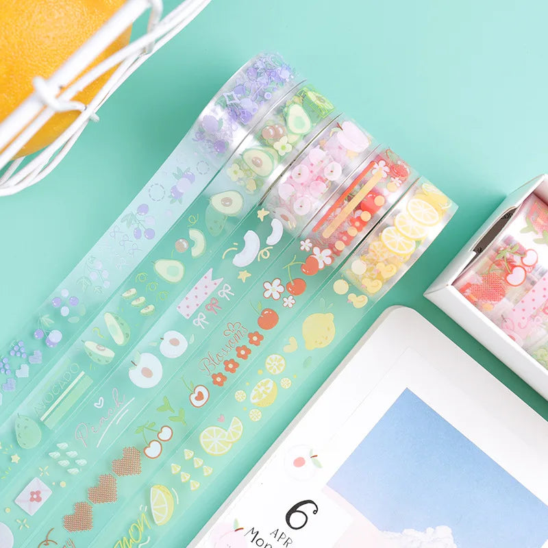 Cute  PET Transparent Washi Tape Set Message Series and  Paper Tape Ins Sticker  5 Pieces