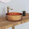 Factory Hot Sale Modern Hand Painted Rose Gold Color Round Design Bathroom Washbasin