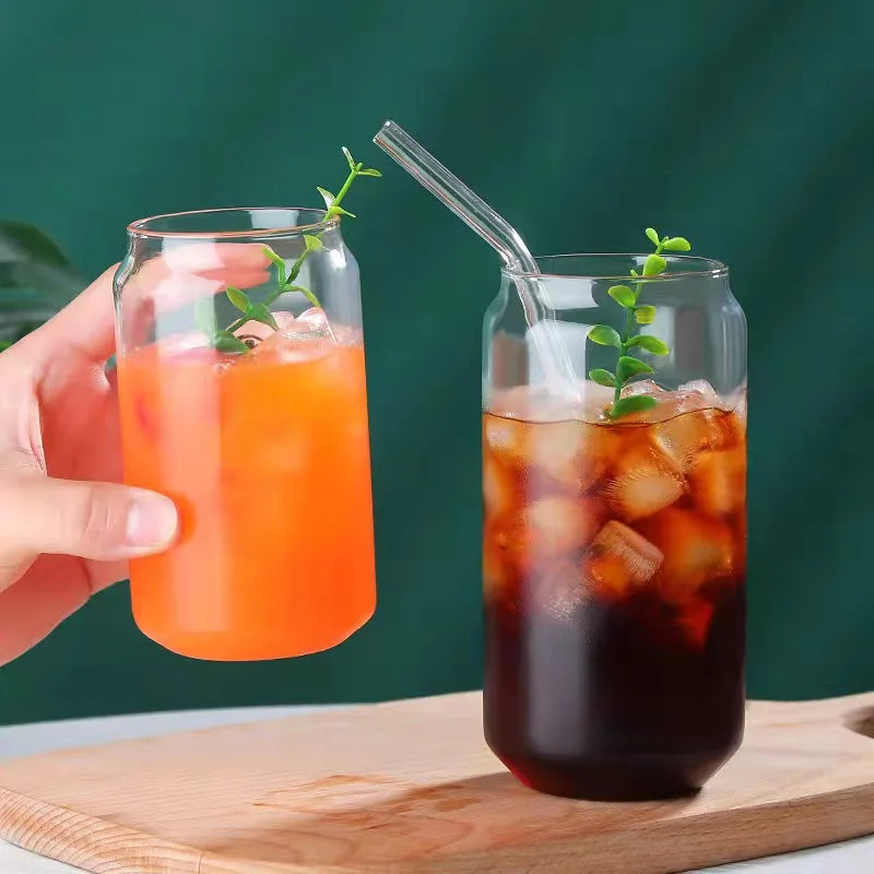 High Borosilicate Glass Customised Tumbler Mug with Straw 12oz Eco-Friendly Iced Coffee Cup