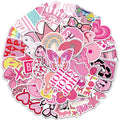 50pcs Pink Preppy Style Stickers Valentines Day Gifts Pink Girl Laptop Computer Bedroom Wardrobe Car Skateboard Motorcycle