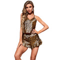 High Quality Elastic Waist Pajama Set Sexy Leopard Print Women Sleepwear