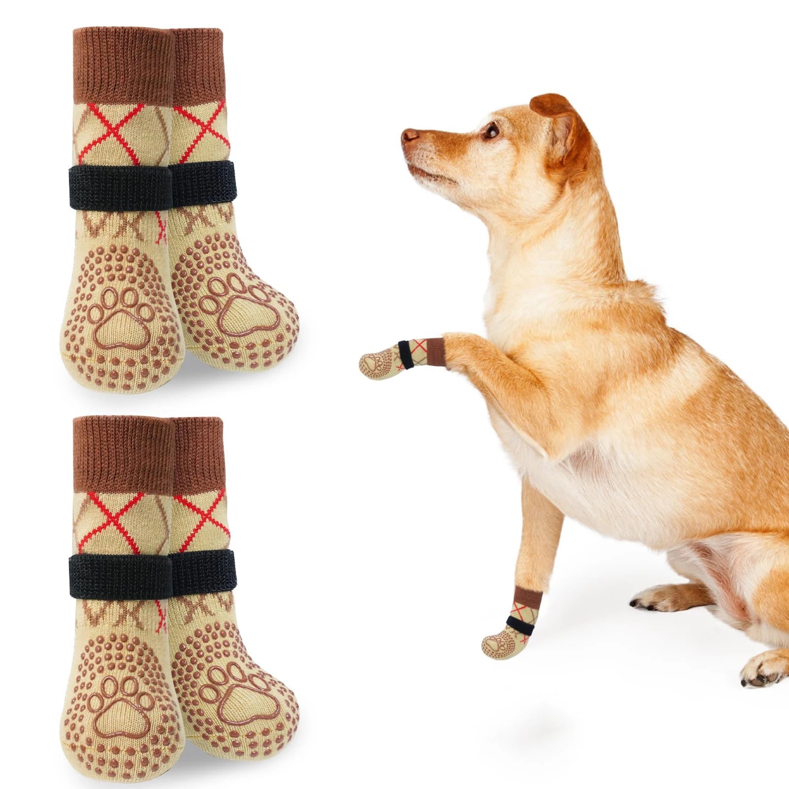 Wholesale Anti-Slip Dog Socks Paw Protector Adjustable Grippers for Small Medium Large Dogs Paw Protectors for Hardwood Floor