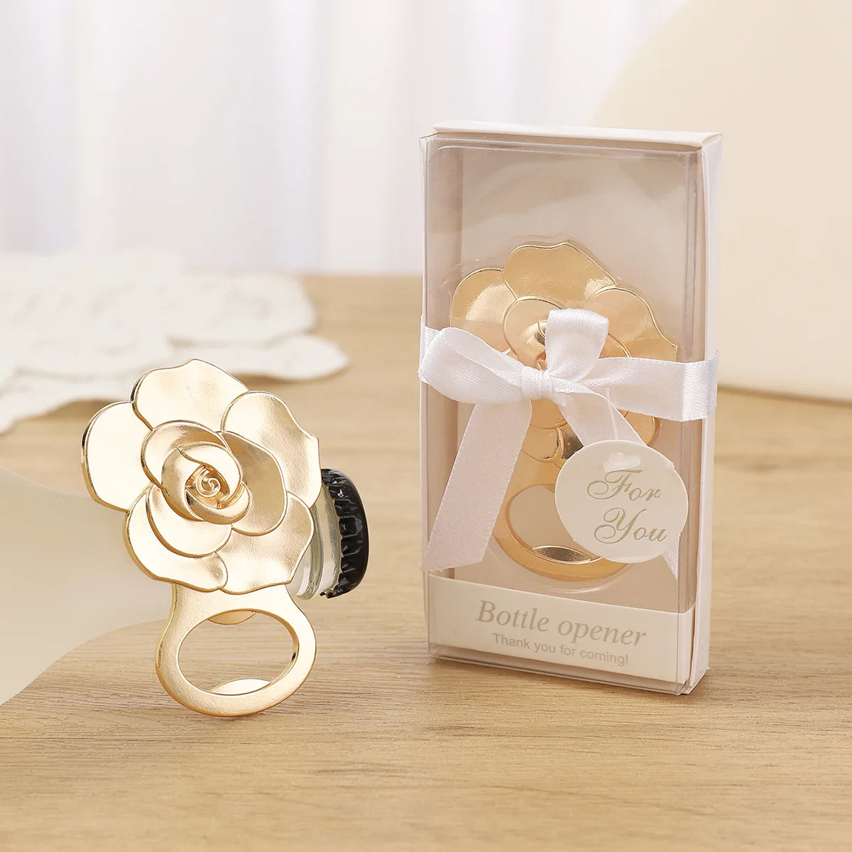 Creative Golden Rose Flower Beer Bottle Opener Wedding Birthday Party Favors Return Souvenir Gifts for Guests