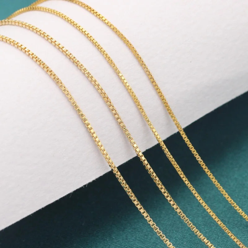 Fine 14K Gold Filled Box Chain Bulk No Tarnish Permanent Jewelry Footage Chains