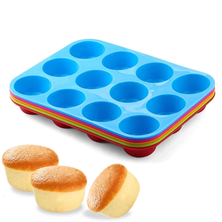Nonstick BPA Free Cupcake Pan Silicone Cake Mold Muffin Tray Reusable Muffin Tin 12 Cups Silicon Cupcake Muffin Mold
