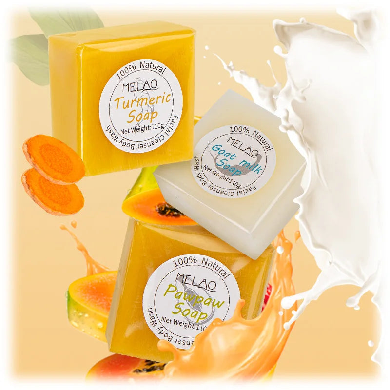 TC Wholesale Handmade Turmeric Papaya Goat Milk Cleansing Soap Bath Moisturizing Essential Oil Soap Body Cleansing Soap