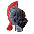 Fast Delivery Handmade Knit Warm Winter Cavalier Hat Funny Face Ski Cover with Red Crowned Roman Knight Style Wig Beard Included