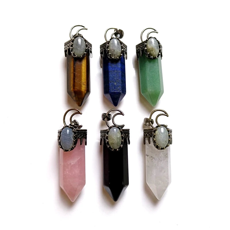 Natural Bulk Big Chakra Gemstones Bronze Pendant Spiritual Crystals Point Healing Stones Jewelry Jewellery for Necklace Making