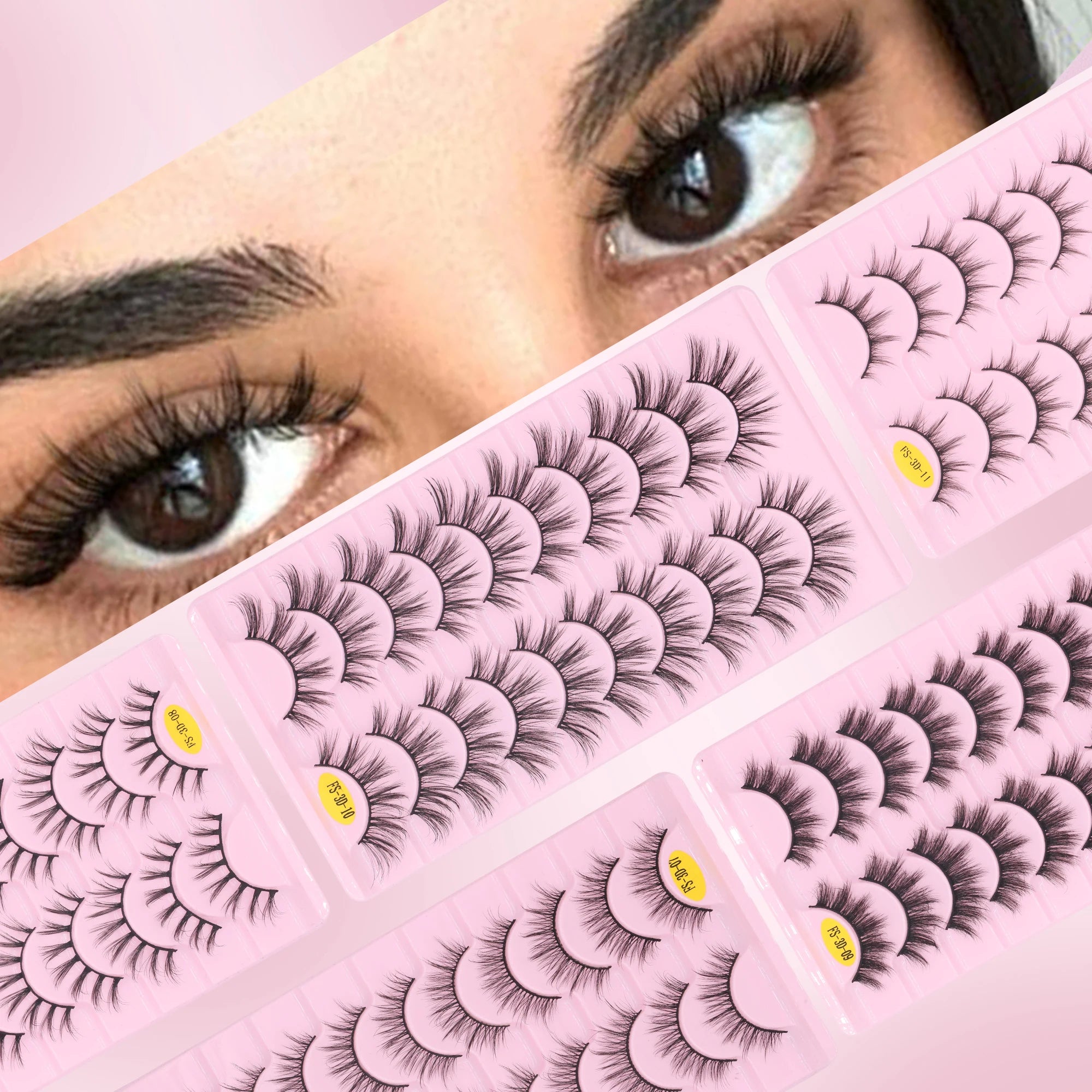 10 Paris 3D Faux Mink Full Strip Lashes Fluffy Volume Eyelashes Private Label Mixed Length Daily Makeup Eyelash Extensions