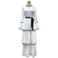 Plain Color 3layers Dress Flare Sleeve O Neck With Belt Long Skirt for Muslim Women