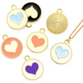 YuenZ Alloy Round Pendant Wave Pattern Double Layer Heart Love Charms for DIY Bracelet Necklaces Jewelry Making 19X16mm W221
