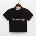 Wholesale 100% Cotton Casual Breathable Knitted Eco-Friendly Y2K Short Sleeve Crop Tops Women Letter/Logo 9 Colors 180g Custom MegaBDM