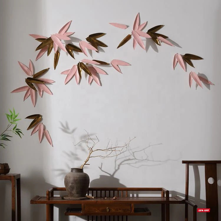 Bamboo Leaves Wall Hanging Handicrafts Art Wall Decorations Crafts Ceramics Wall Art Home Decor
