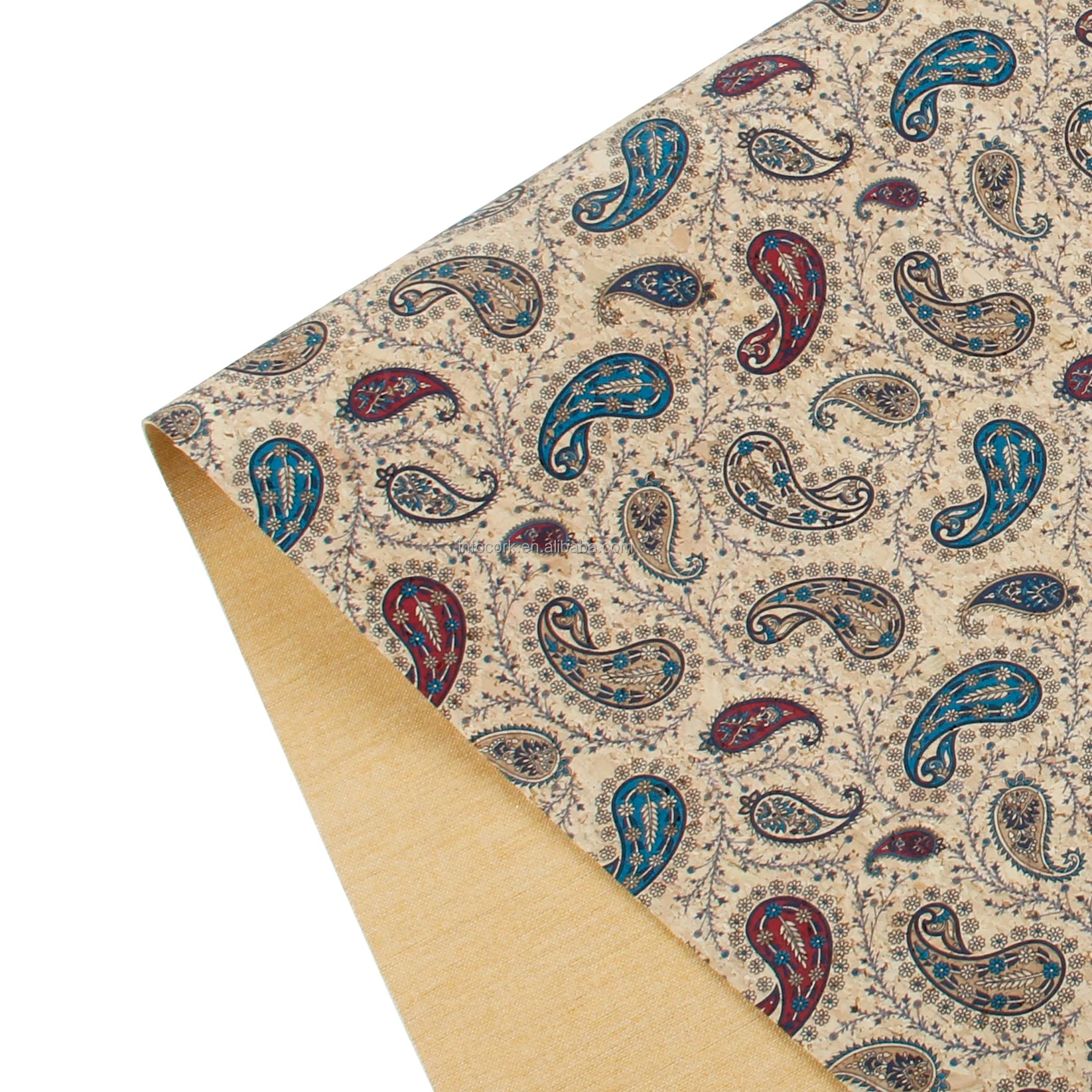 INFOCORK Newly Printed Green Botany Leaves Microfiber Cork Fabric - Durable Faux Synthetic Leather | Factory Direct Wholesale