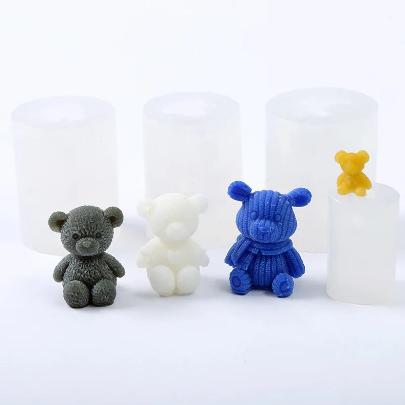Unique 3D Christmas Bear Candle Holder Mold Christmas 3D Silicone Cake Tools