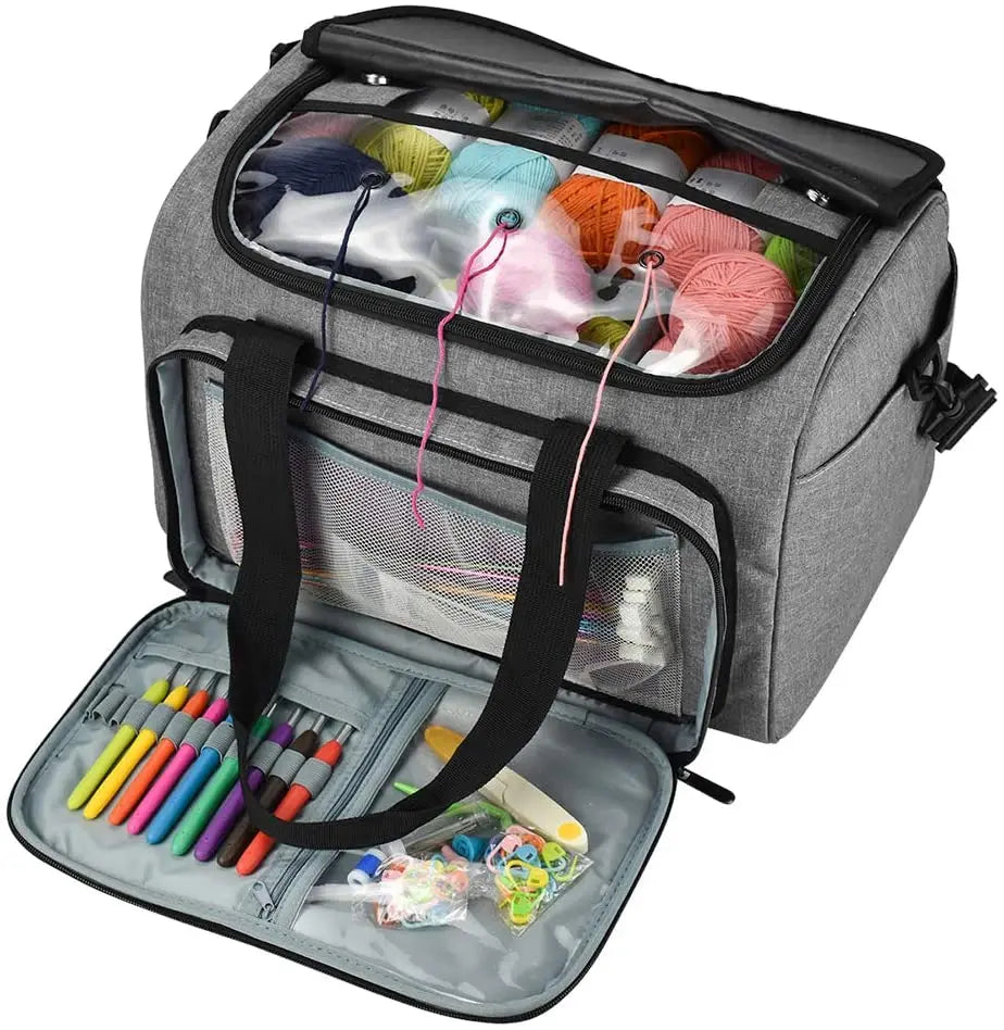 Portable Knitting Tote Storage Organizer Bag Individual Compartments for Carrying Unfinished Projects Factory Sale Living Room