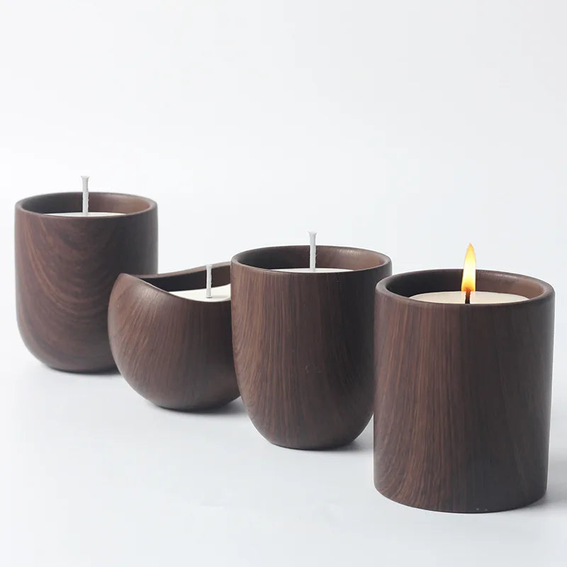 New Hot Sale Walnut Grain Ceramic Candle Jar Soy Wax Candle Jar for Candle Making Empty Jar