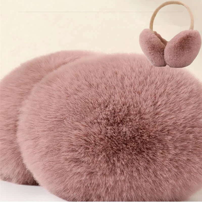 Fancy Outdoor Solid Color Windproof Women Warm Winter Cycling Ski Fur Earmuffs