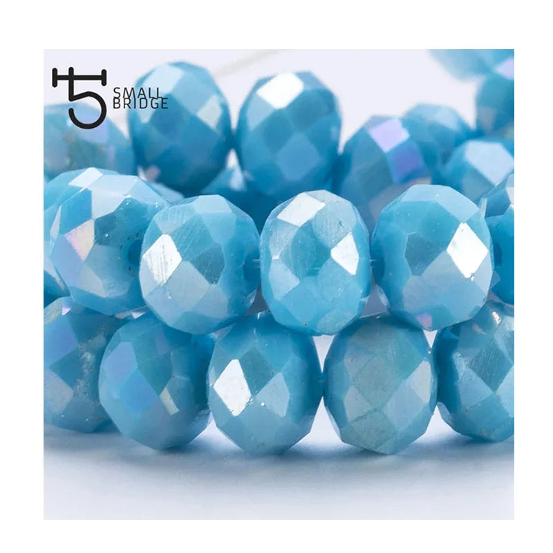 Wholesale Diy Accessories Pearls Facet Glass Spacers Beads 6mm Blue Rondelle Crystal Beads for Jewelry Craft Supplies