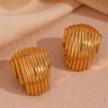 Minimalist Engraved Geometric Stud Earrings for Women Gold Plated Stainless Steel Waterproof Boucles D'oreilles