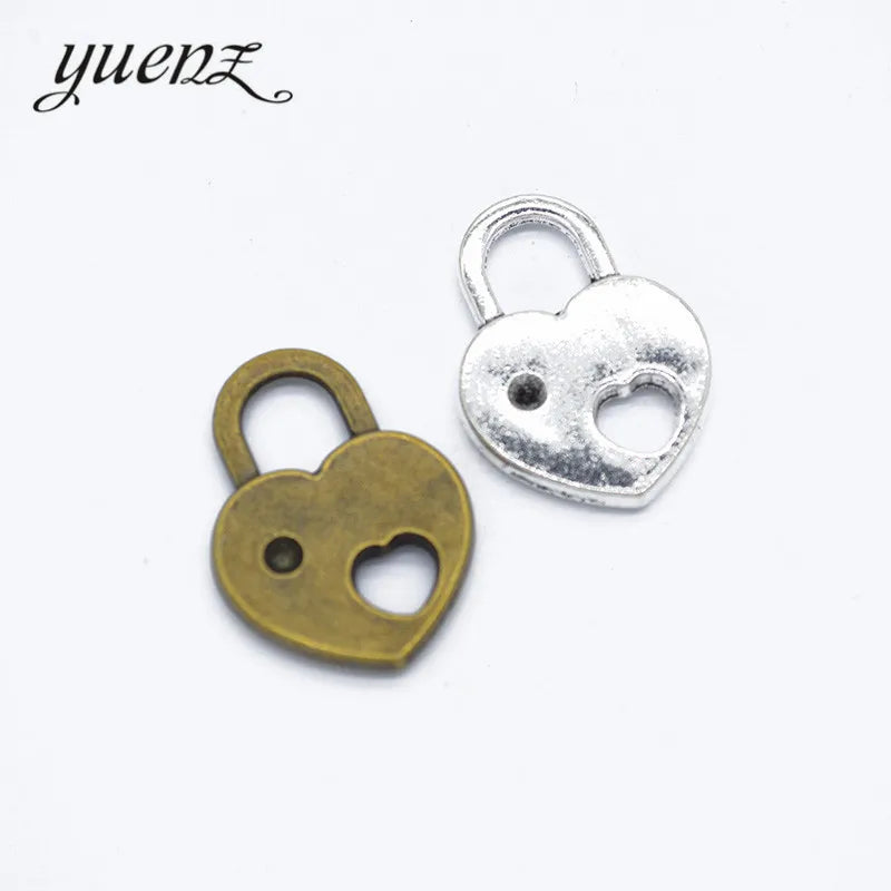 YuenZ Antique Silver Color Metal Heart Lock Charms Retro DIY Fashion Handmade Pendant Charms for Jewerly Making O120