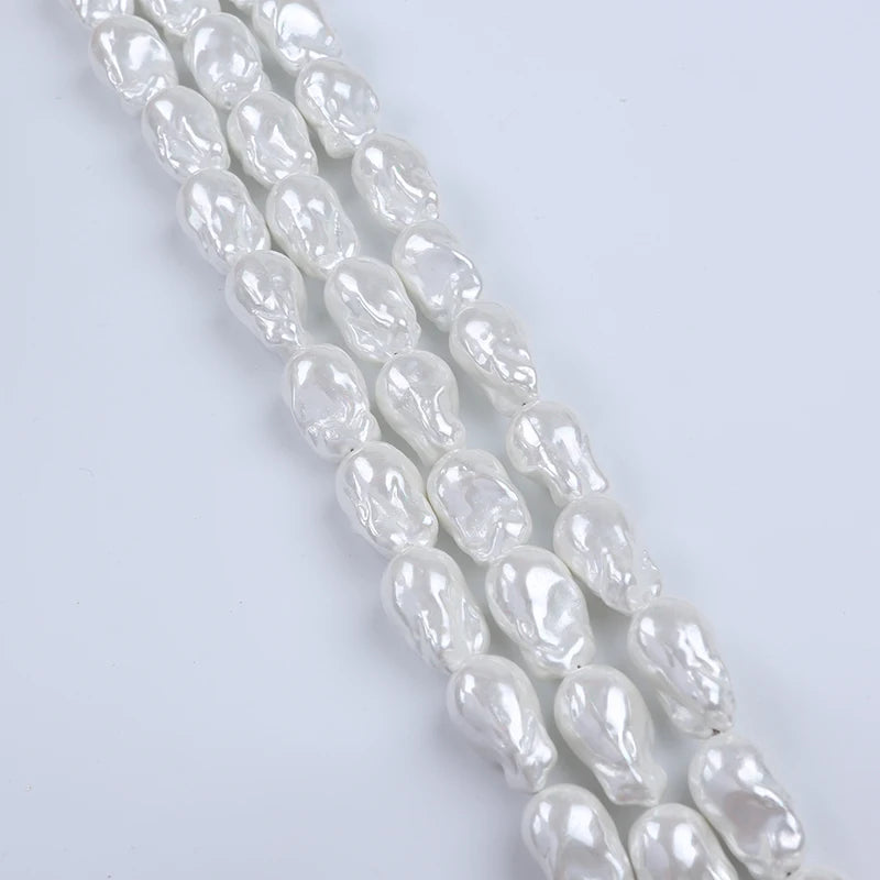 Zhuji Wholesale 15-16mm Mother of Shell Baroque Pearl Natural White Grey Stands for Jewelry Making