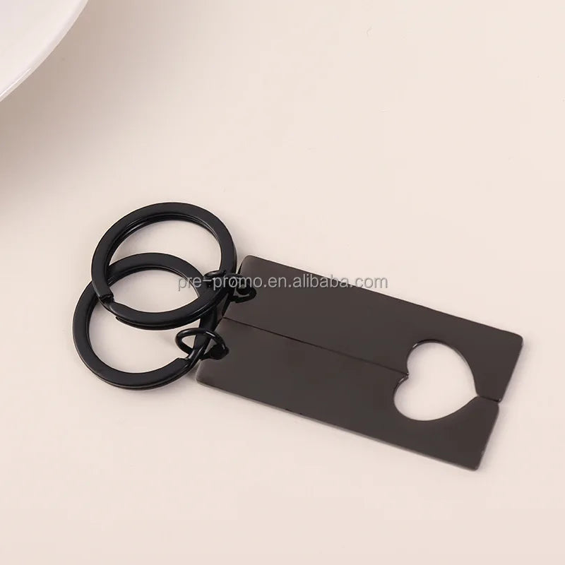 Wholesale DIY Stainless Steel Couple Heart Keychain