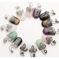 New Arrival Vintage Unisex Mixed Chakra Gemstone Moon Charm Necklace Crystal Rhinestone Glitter Stone Fashion Pendant Charms