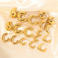 High Quality Stainless Steel C-shaped Hollow Earrings 18k Gold Plated Waterproof Jewelry Chunky Hoop Earrings for Women