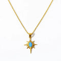 Vintage Jewelry Copper Gold Plated Natural Gemstone Star Pendant Necklace