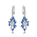 Blue Sapphire Drop Earrings for Women Genuine 925 Sterling Silver Gemstone Earrings