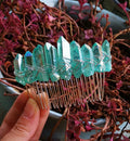 2024 Customized Label Wicca Moon Mermaid Blue Crystal Hair Comb DIY Handmade Bridal Hair Accessories