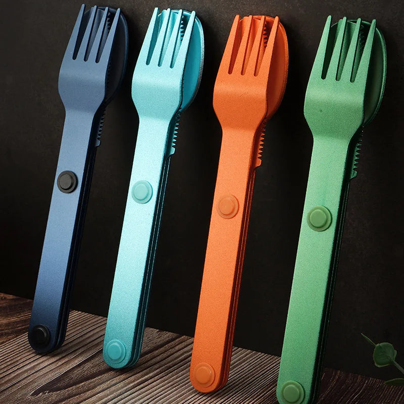 High Quality 3-in-1 Magnetic Matte Portable Tableware Set Easy-to-Carry Aluminum Knife Fork Spoon Camping Picnics Metal