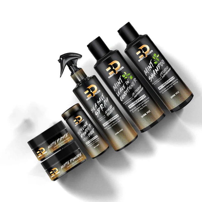 BARBERPASSION New Arrival No Ture Blue Matte Finish Styling Lift Hair Styling Powder Kit for Men With Perfume Powder With Logo