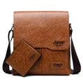Wholesale Custom Men Vintage PU Leather Business Single Shoulder Bag Crossbody Messenger Bag Wallet Set