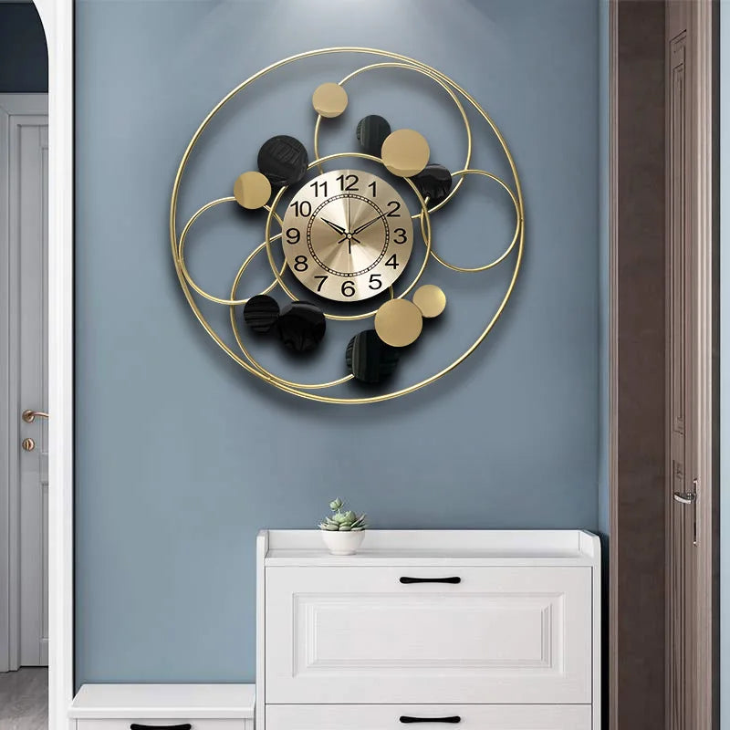Modern Luxury Wall Clock for Home Living Room Office Shop Creative Single Face Iron Abstract Pattern Needle Display Traditional