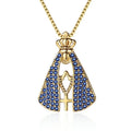 New Simple Personality Religious Necklace High Quality Blue Zircon Religious Jewelry Copper Necklace Wholesale