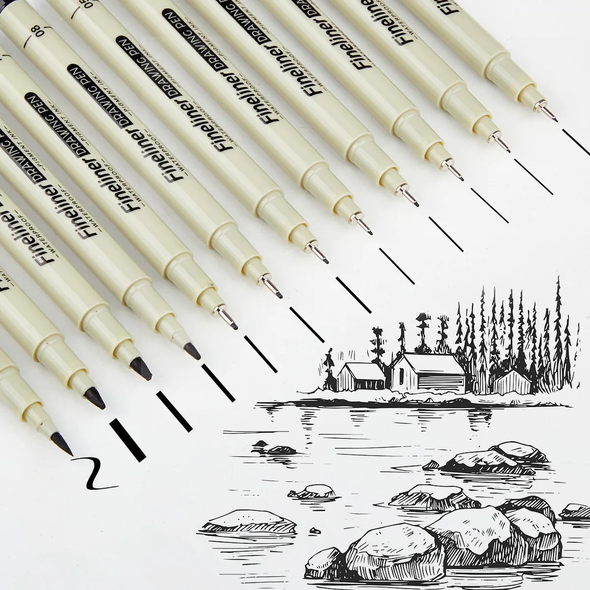 Black Micro-Pen Fineliner Ink Pen for Sketching Technical Drawing Scrapbooking