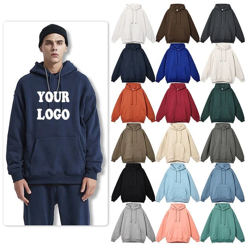 Custom Logo Men's Heavyweight 500 Gsm 100% Cotton Oversize Embroidery Hoodie & Sweatshirt Winter Puff Lined Anti-Wrinkle Design