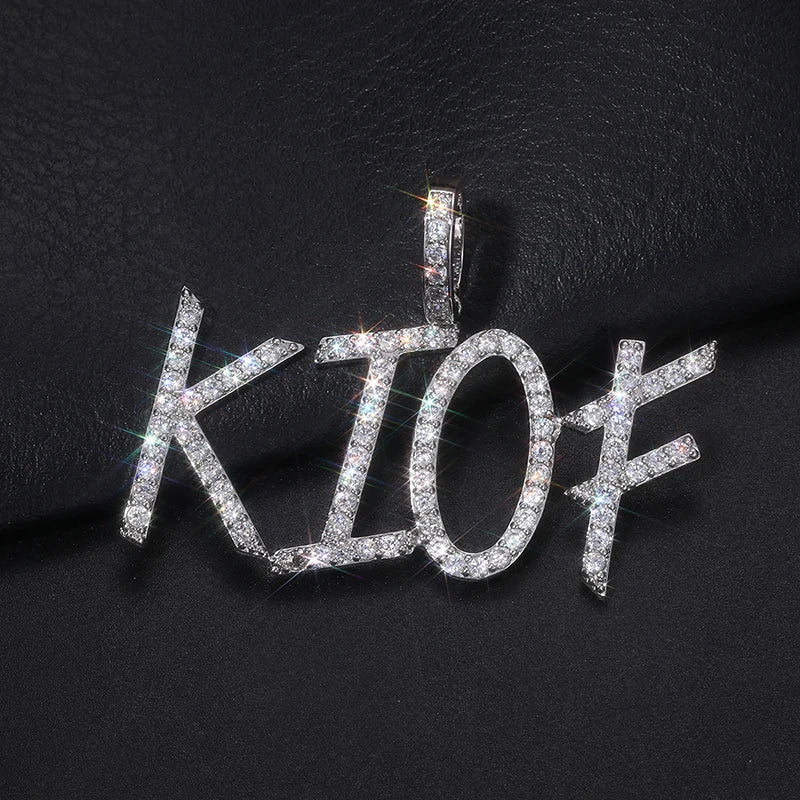 Hot Sale Name Necklace Custom Iced Out 925 Sterling Silver VVS Moissanite Diamond Letter Pendant Initial Necklace