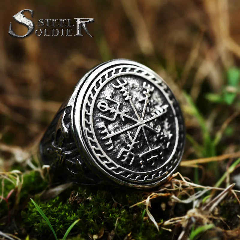 SS8-804R 10K Gold Plated Stainless Steel Ring Twisted Viking Geometric Rune Ring Men Rings Stainless Steel Jewelry for Men Party
