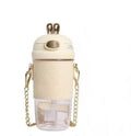 Madou Cute Rabbit Ear Portable Plastic Water Bottle for Girls Direct Drinking with Pearls Metal Chain Strap